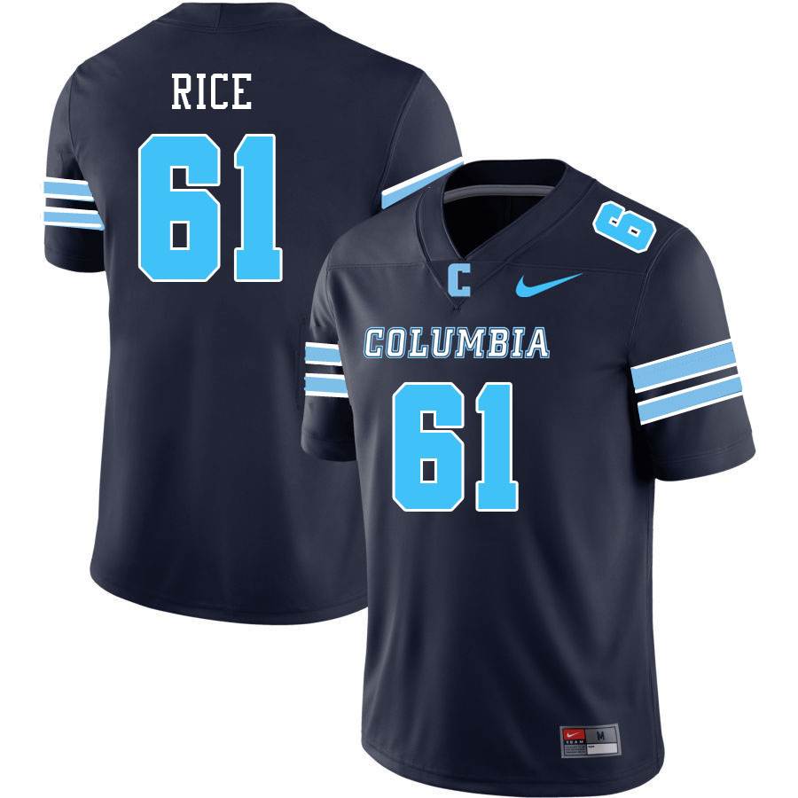 Men-Youth #61 Augustus Rice Columbia Lions 2023 College Football Jerseys Stitched-Dark Blue